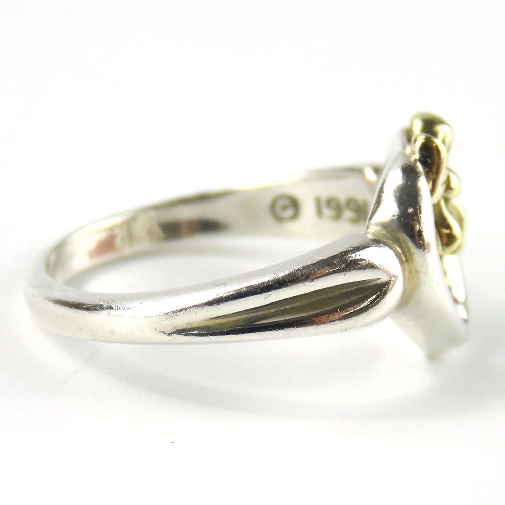 Used TIFFANY&Co. Ring Heart Ribbon EU#49.5 Silver925/K18 Yellow Gold 3.2g Silver Yellow Gold