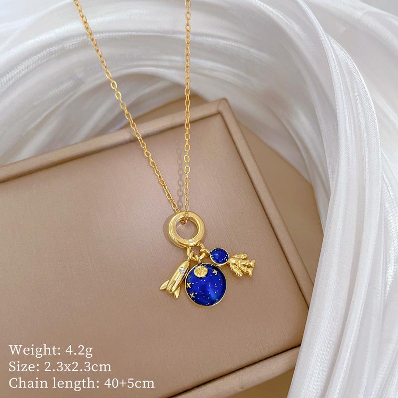 Copper Micro-Inlaid Necklace Women'S Copper Micro-Inlaid Real Gold Electroplating Simple And Exquisite Collarbone Chain Neck Chain