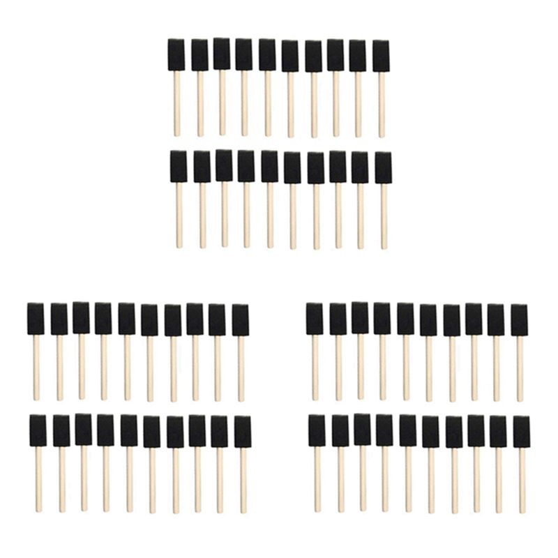 A60z180pcs Small Foam Paint Brush Sponge Foam Brush Painting Set Wood Handle 1 Inch Paint Brushes Tools Painting Setmay