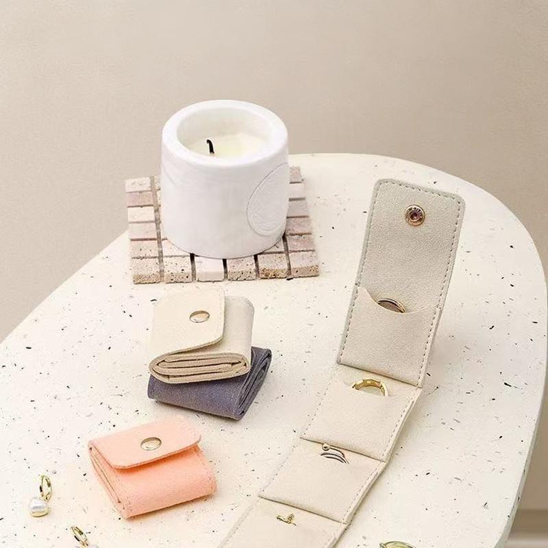 Foldable Jewelry Organizer Pouch With Multi Compartments For Rings Necklaces Earring Mini Travel Jewelry Roll Bag With Buckle
