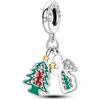 925 Silver Santa Claus Christmas Tree Gift Charm Snowflake Elk Beads Pendant Bracelet Xmas Jewelry