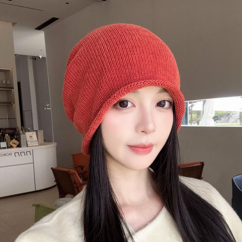 Damen Herbst & Winter Minimalistische Slouchy Beanie - Einfarbig, Umschlagrand, Warmer Ohrenschutz