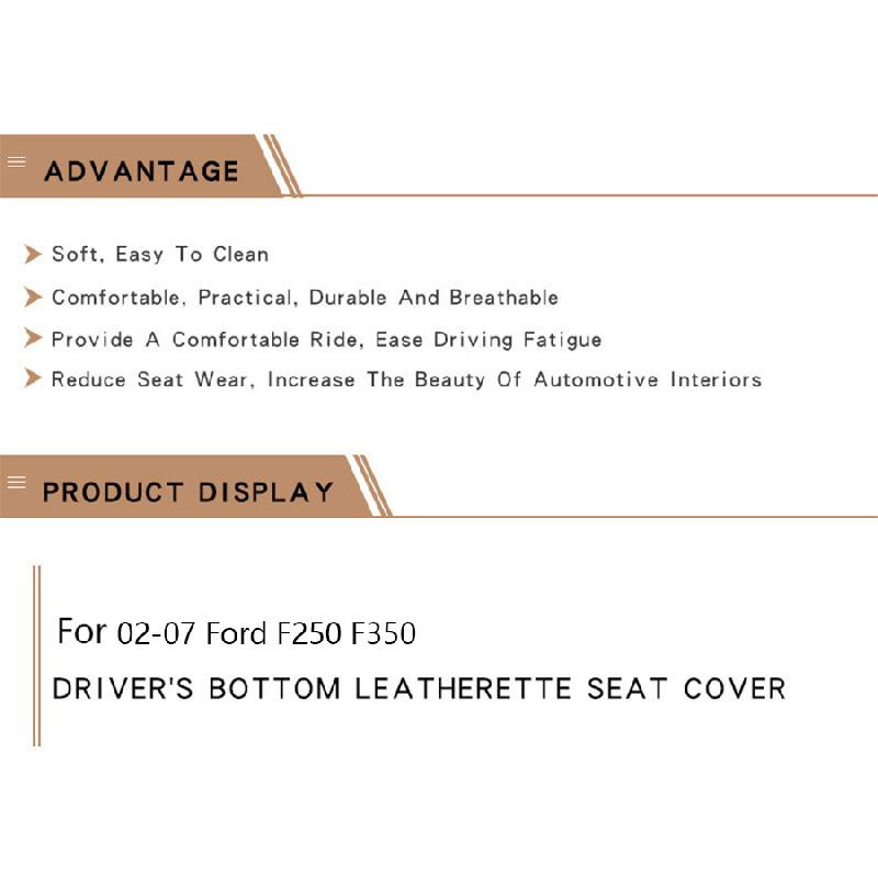 Driver's seat cover Lower seat cover for ford f250 f350 super duty lariat 2002-2007, Color-Light brown