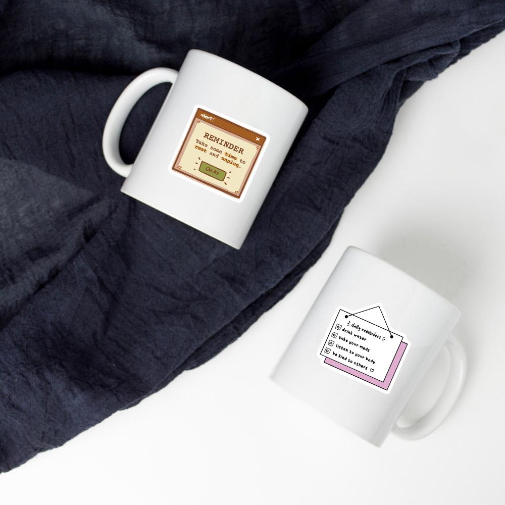 50PCS Reminder Sticker Aesthetic Scrapbook Graffiti Laptop DIY Phone Decals Luggage Scrapbook Skateboard Notebook Stickers