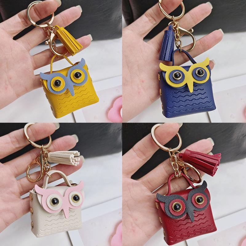 1 PZ Forma di Gufo Portachiavi Contenitore Accessori Borsa Ornamenti Borsa Ciondoli Borsa Portachiavi Squisito Multicolore