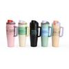 40 Oz Double-Drinking Insulated Stainless Steel Travel Mug With Handle Straw Vacuum Thermos Office Outdoor Use