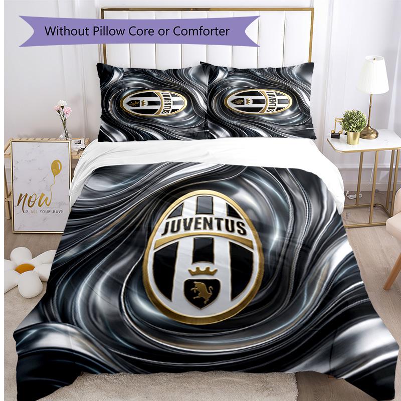 Set Biancheria da Letto 3 Pezzi con Stampa Pattern Juventus FC Morbido Delicato sulla Pelle Lavabile Copripiumino e Federe Set Stagione Unica Camera da Letto