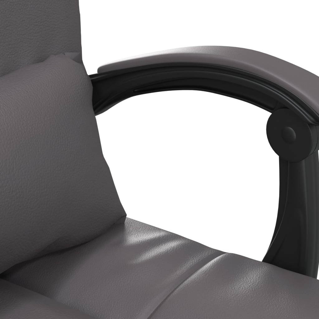 Office Chair with Massage Function Grey Artificial Leather