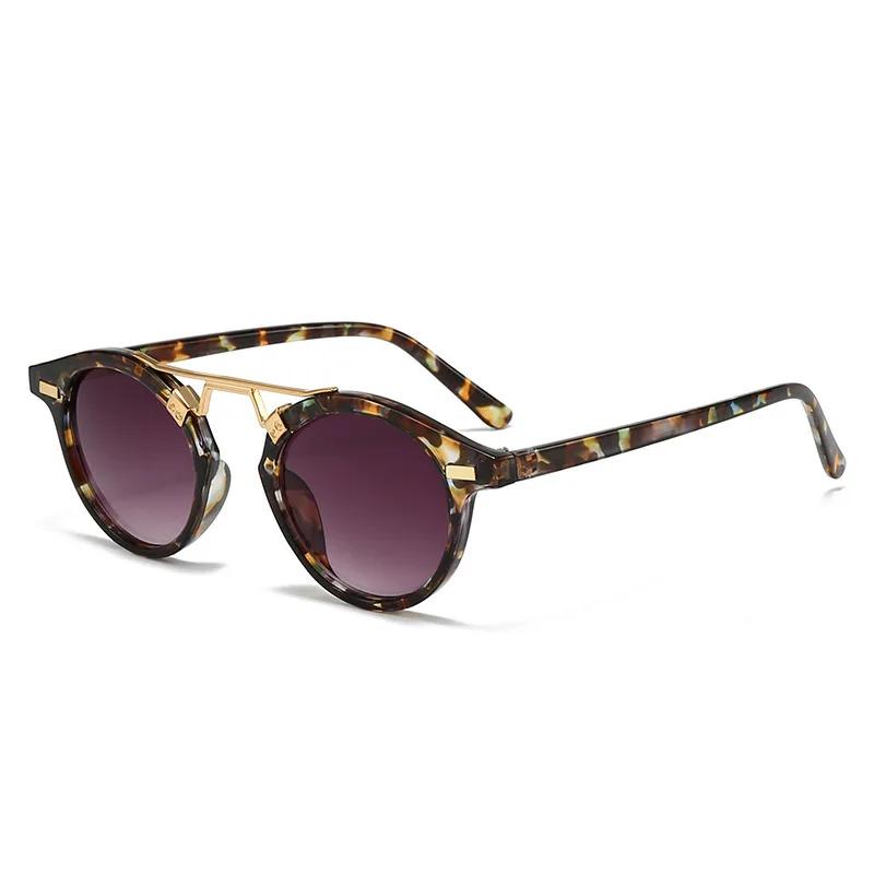 Fashion Round Lady Sunglasses Leopard Print Color Sun Glasses Daily Style Accessories for Women
