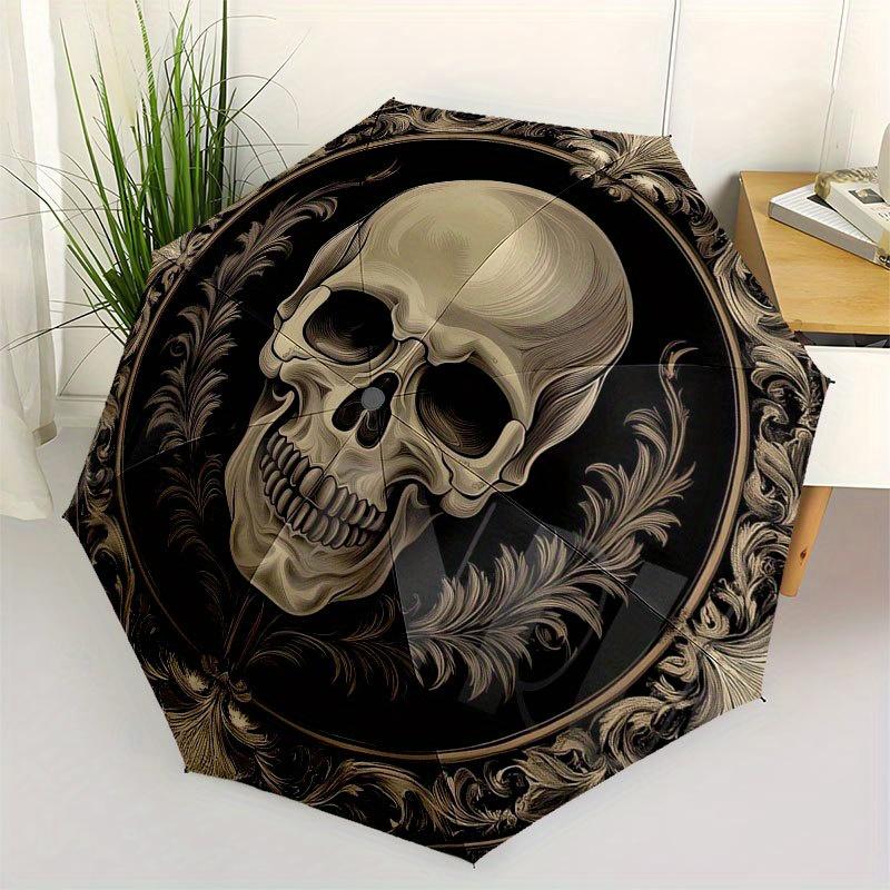 

Elegant Skull Decorative Plate, Gothic Wall ArtUmbrella with Cute Design, Portable 3-Fold Compact Umbrella for Men & Women, Valentine s Day Mother s D