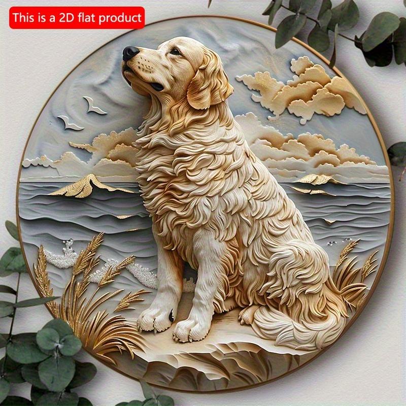 2d Flat 20*20cm Round Wooden Dog Gift Themed Sign Plates for Home, Yard, Club, Bar, Office Wall Decor, Decorative Wall Poster