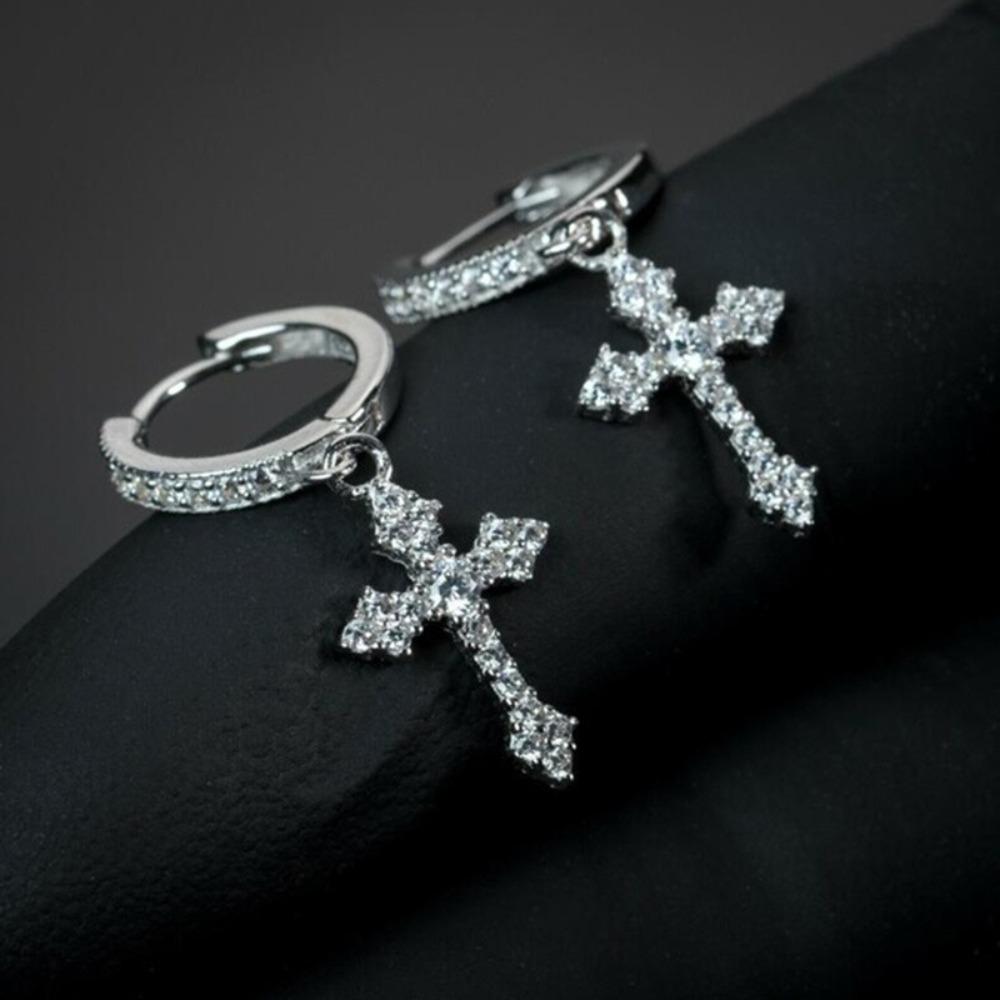 Cross Earrings with High Quality Zircon Fashion Unisex Earrings for Men and Women