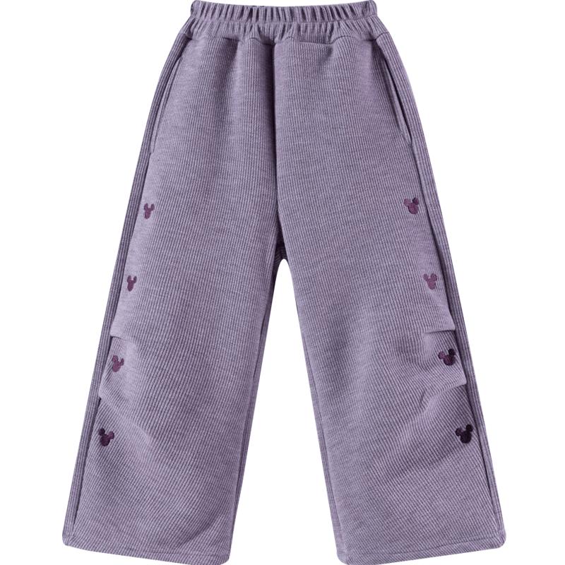 Disney Girls' Winter Fleece-Lined Wide-Leg Mickey Trousers