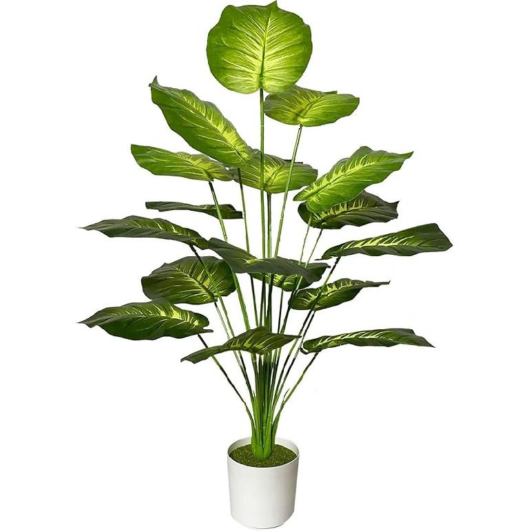 Artificial Plant in Pots Fake Plants Indoor Outdoor, Faux Potted Tree Tropical Palm Floor Plants for Home Office Living Room Bedroom Decor