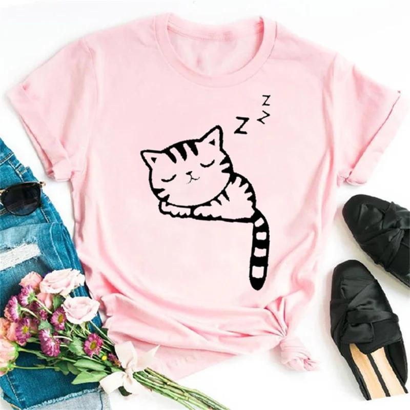 Maycaur Cute Paw Women T Shirt Fashion Cat MOM Printed Woman Tops Harajuku Punk O-neck Top Tee Black Shirt T Female T-shirt