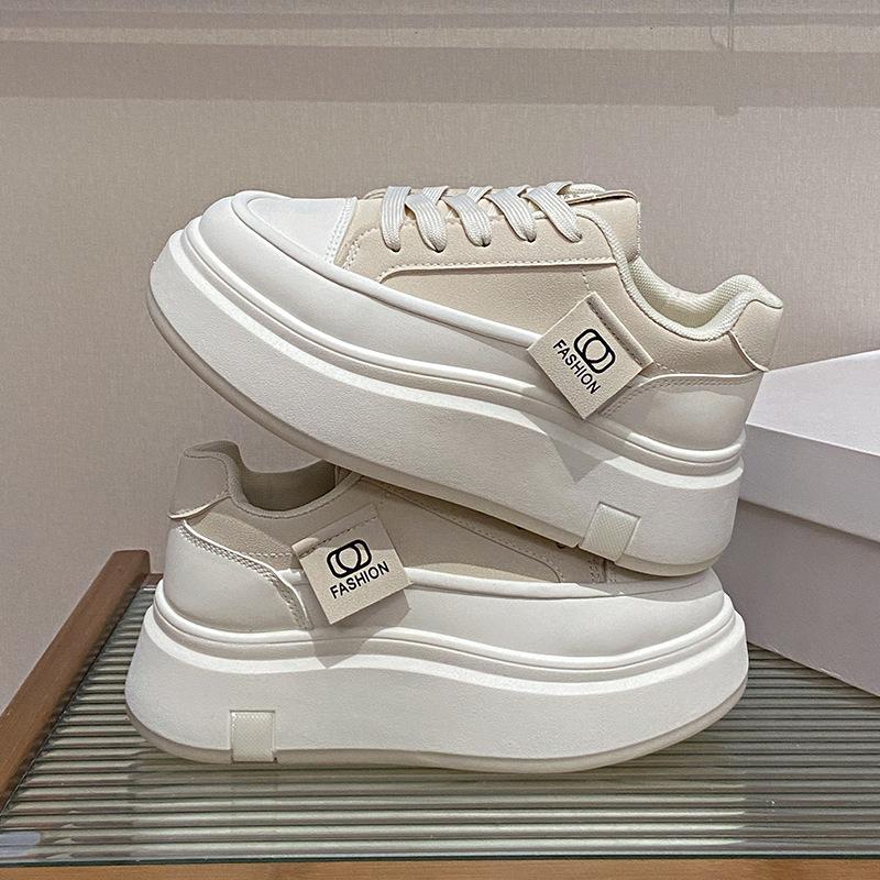 

Весенние маленькие белые туфли новые женские студенческие туфли на платформе, увеличивающие рост, спортивные кеды, повседневные 40 бежевый
