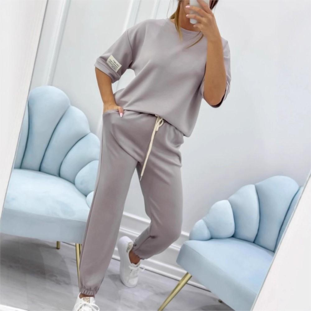 Moda O-Neck Manica Corta T-shirt Monocolore Pantaloni da Donna Set 2 Pezzi Estate Casual Sportivo Elastico Pantaloni a Piedi Stretti Tuta