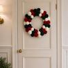 Christmas Ball Wreath For Front Door Christmas Door Wreath with Staggered Three-Tone Ball Clusters, Soft-Looking Texture, and a Back Loop for Entryway