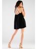 Loose, Summer Mini Dress Made of Viscose with an Open Back, Black L/XL