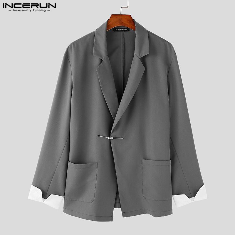 INCERUN Bărbați, cu rever, cu mânecă lungă, cu cusături în față deschise, blazer largi