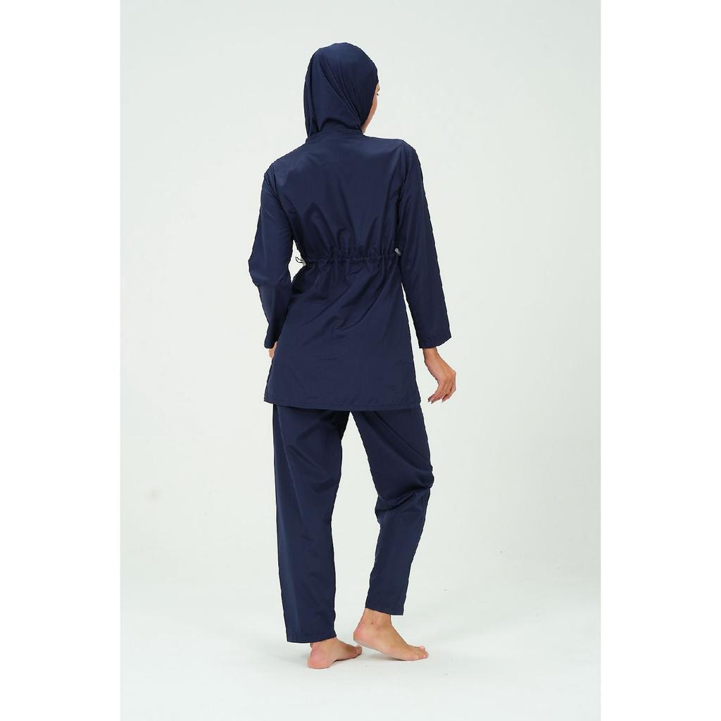 Costum de baie hijab de culoare solidă pentru femei Pantaloni Bonetă eșarfă tunică Set complet 4 piese Costum de baie hijab hidrofug