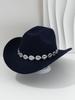 Women's Western Cowboy Hat with Teardrop Gem Embellishment - Vintage Jazz Party Hat.