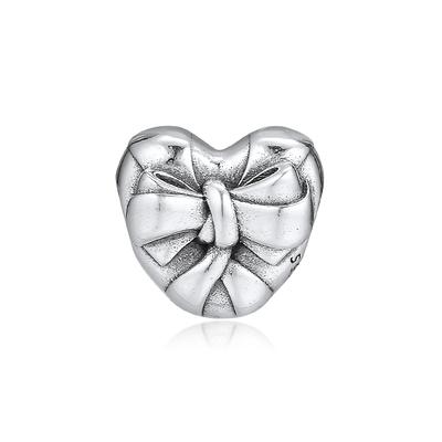 Breloques en Argent Sterling 925 Cœur Brillant Nœud Perles pour Fabrication de Bijoux S'adapte Bracelet Original Argent DIY