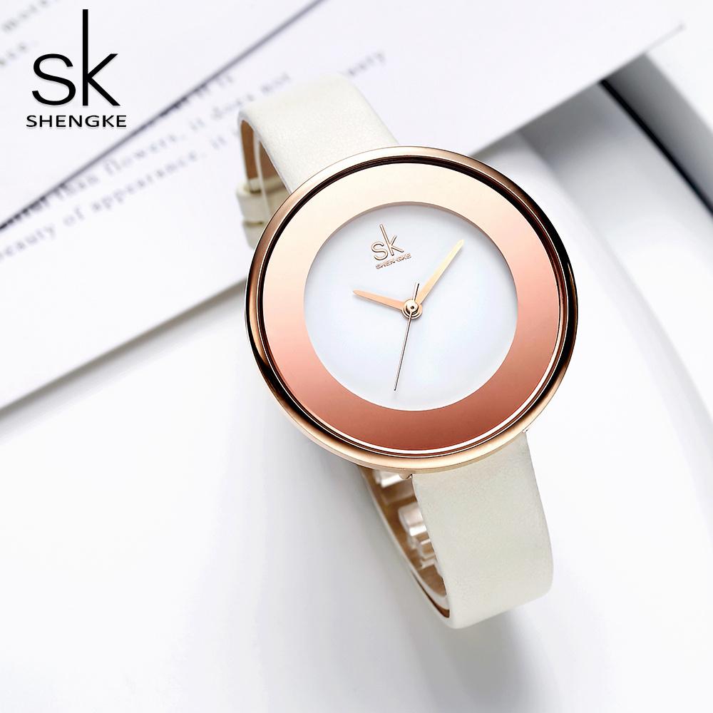 SHENGKE Luxus-Damenuhren für Damen, elegante Quarz-Armbanduhr, modisches Design, einfache Mädchenuhr