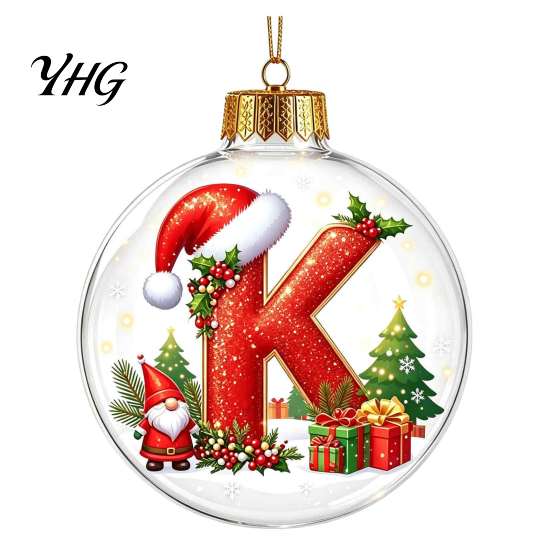 Xmas Wall Hanging Ornaments 26?Letter Acrylic Christmas Ball Ornament, 3D Crystal Style Alphabet Tree Decorations Pendant, Home Party Holiday