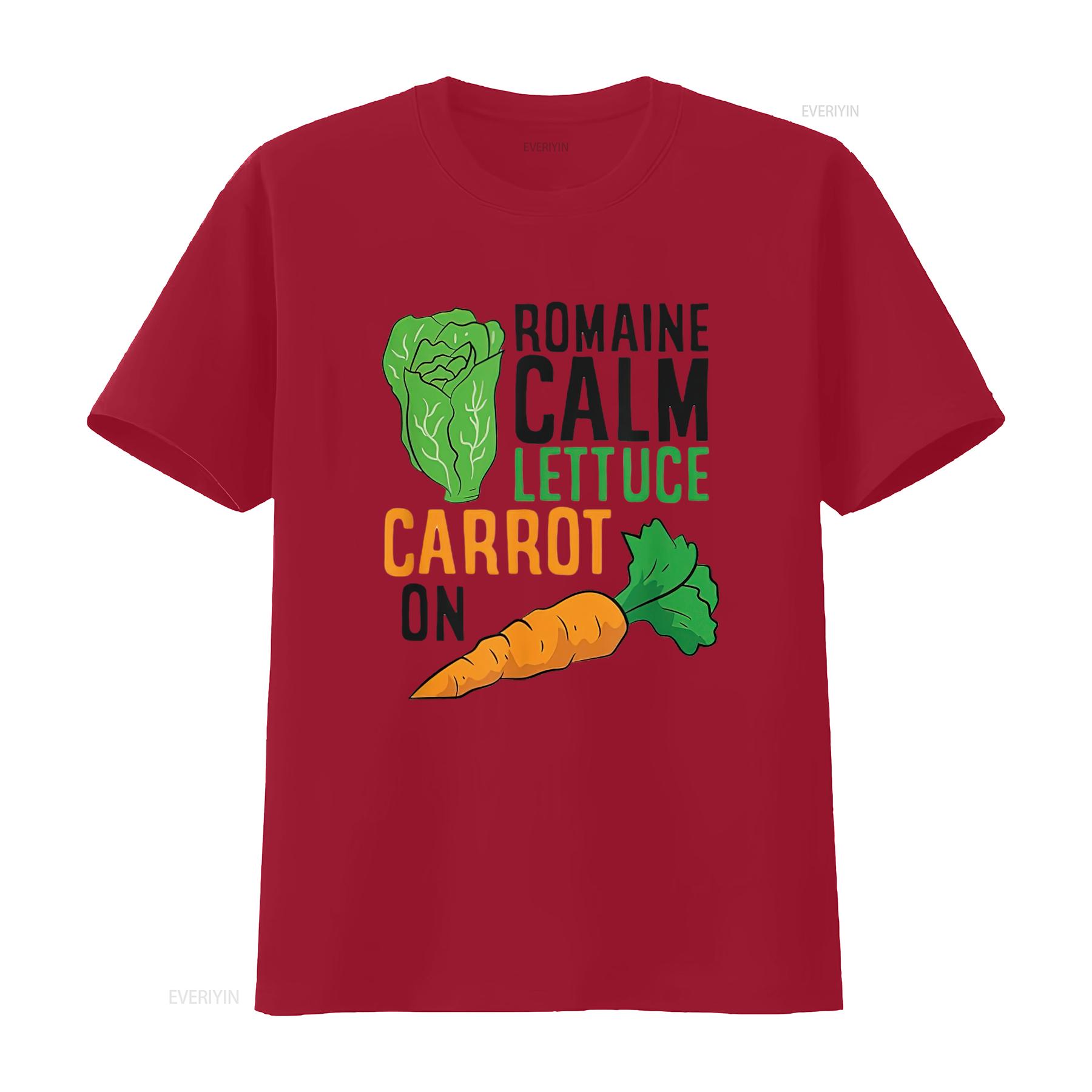 Romaine Calm Lettuce Carrot On Funny Vegetarian Womens T Shirt White Large vintage Washed graphic homme Soft Versatile Casual S