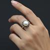White Pearl Flower Ring, 925 Sterling Silver Jewelry, Handmade Minimalist Statement Boho Gemstone Ring