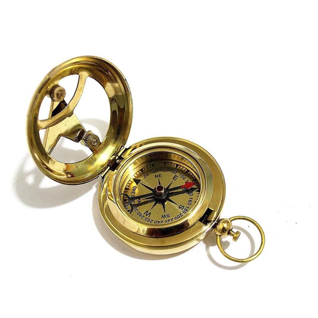 

Античная латунь 2 Солнечные часы Компас Морской Морской Старый Винтажный Карманный Стиль Компас