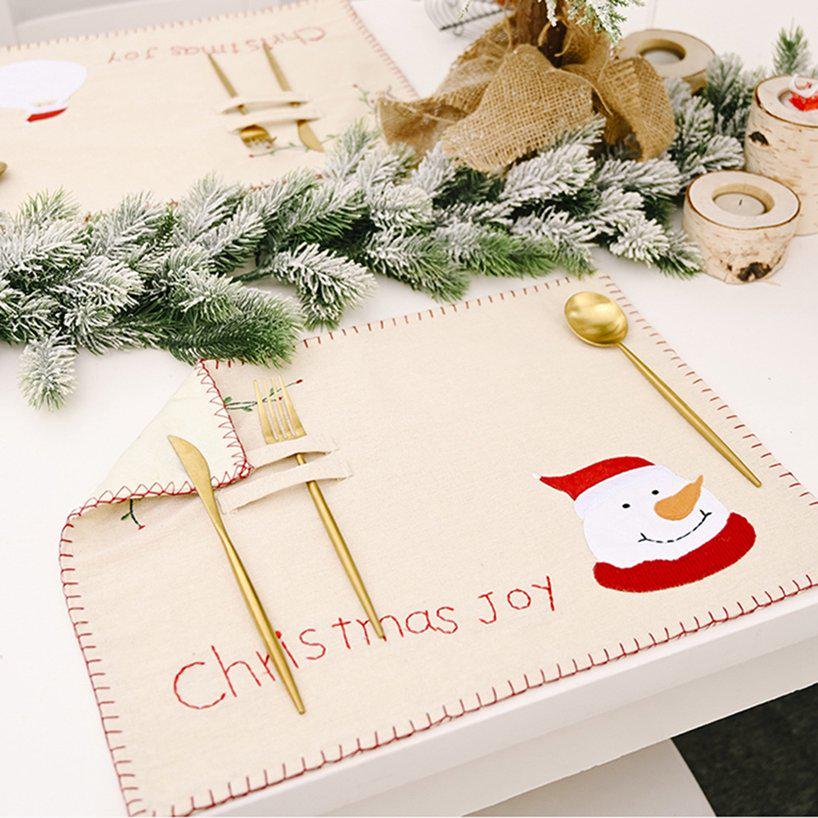 Cartoon Table Mat Tableware Pad For Xmas Rectangle Holiday Kitchen Christmas Decoration