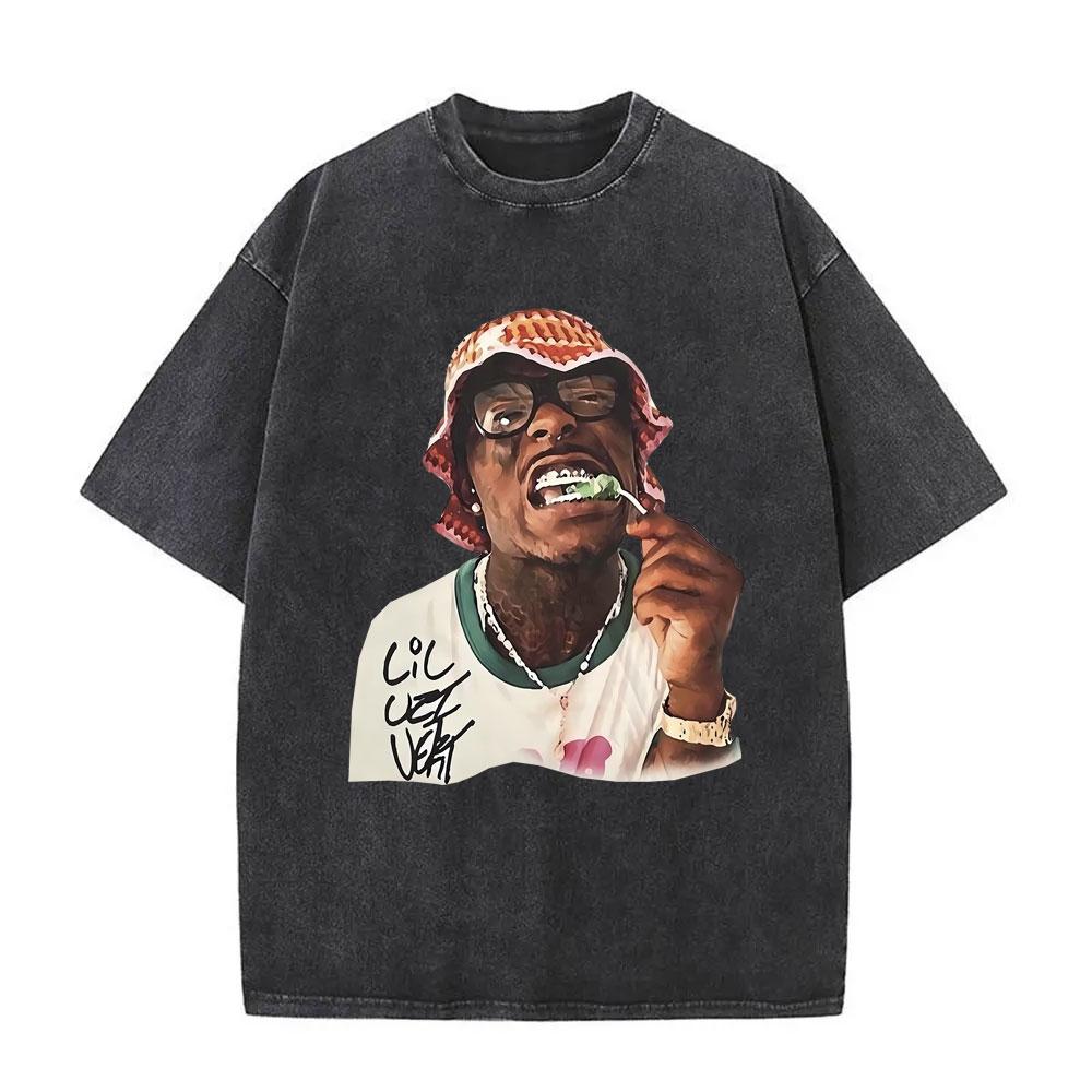 Washed Rapper Lil Uzi Vert Vintage Graphic T Shirts Men Women Hip Hop Short Sleeve Oversized Streetwear Fashion Tshirts Unisex