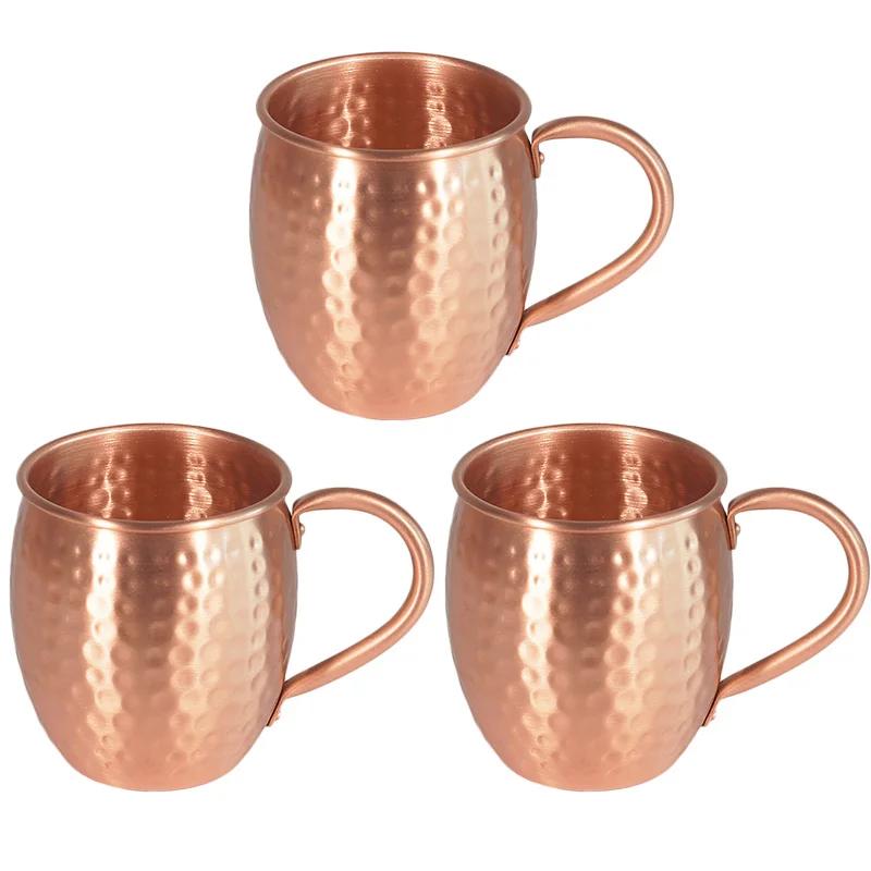 

500ml 100% Copper Cups Pure Solid Moscow Mule PURE Copper Mugs-Shaped 18oz Cocktail Cups Beer Milk Mug Drinkware 550ml