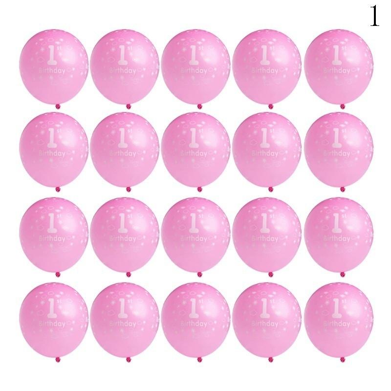 20pcs Baby Number 1 Printed Boy Girl Ballons Decor Party First Birthday New 1st