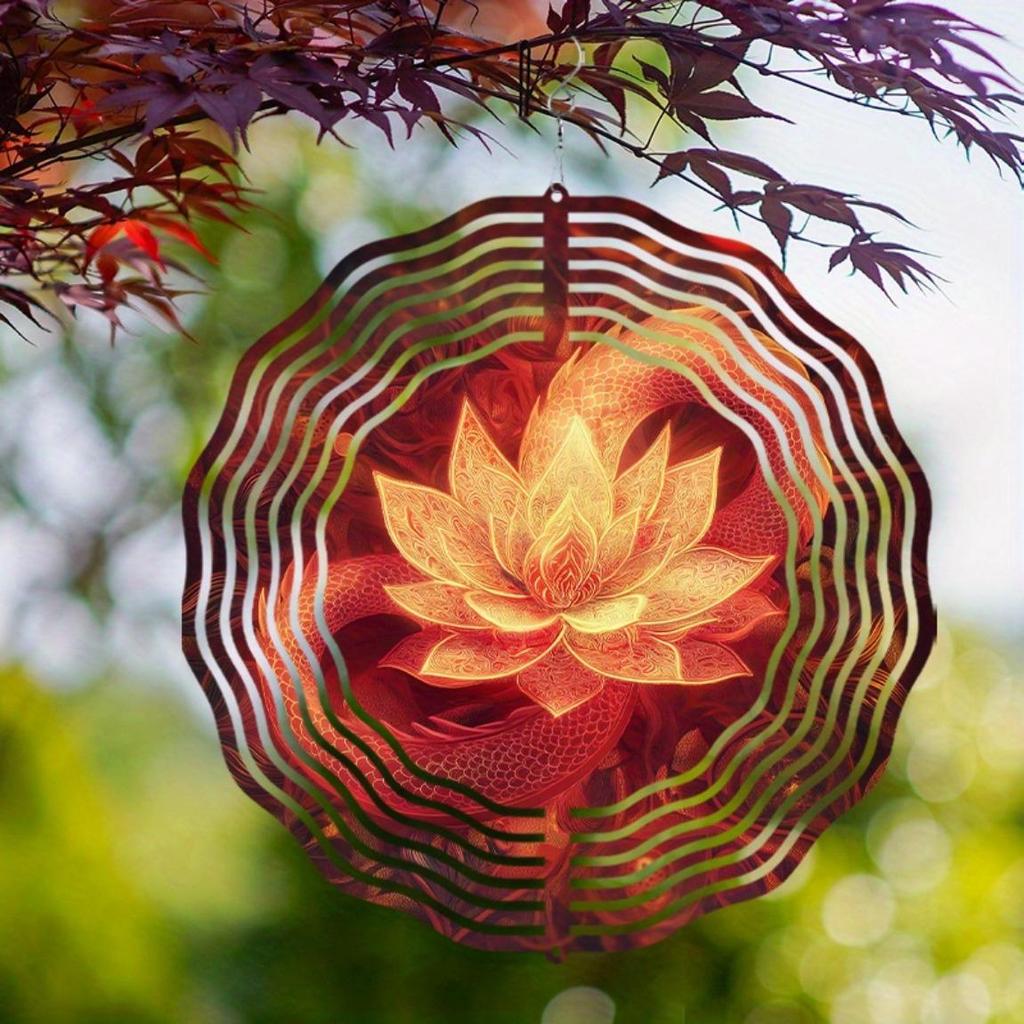 Niebieska Mandala Wiatrak Wiszący Dekoracja Ogrodowa Ozdoba Zewnętrzna Nieelektryczny Efekt Wizualny Prezent do Domu Ogrodu Podwórza