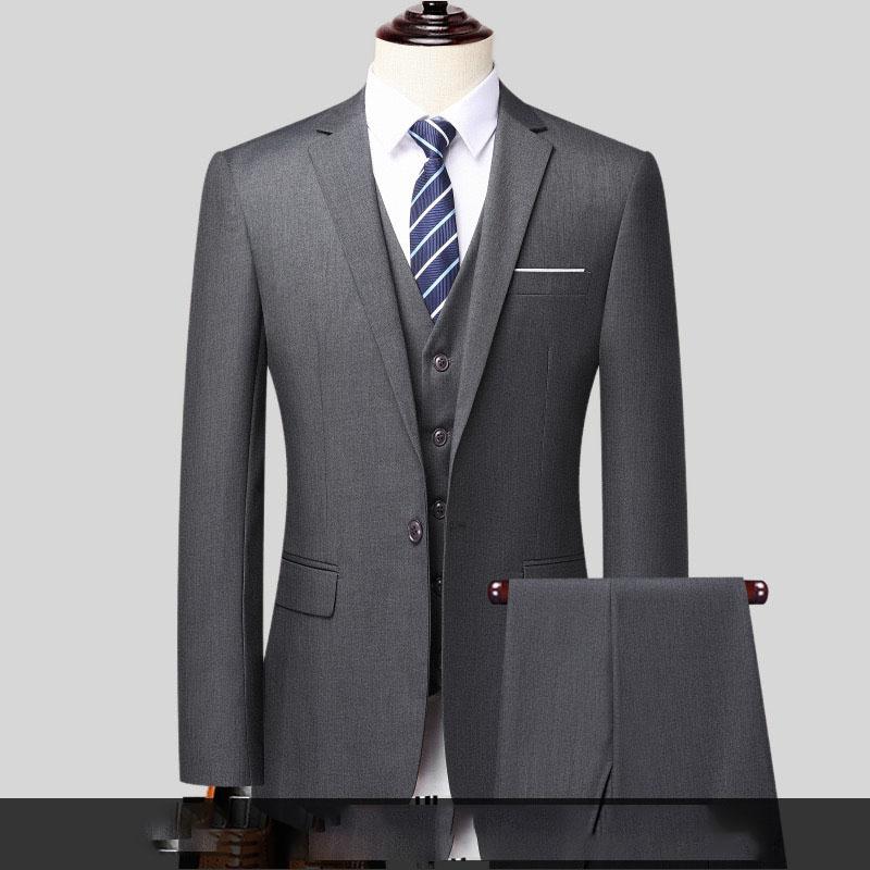 Pánský oblek se dvěma knoflíky (oblek + kalhoty) Pohledný Slim-fit Business Professional Work Formální dvoudílná sada XS-6XL