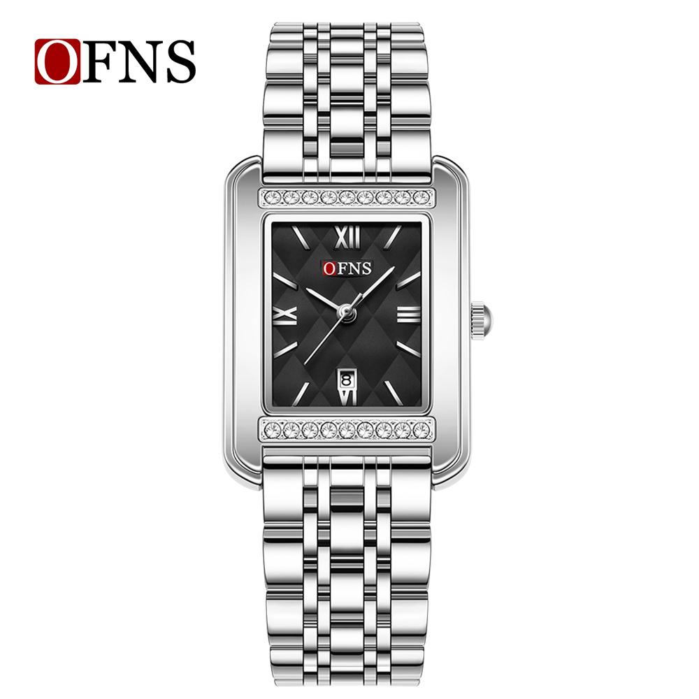 Women's Quartz Watch with Diamond Pattern Dial Stainless Steel Strap Waterproof Calendar Women Watch