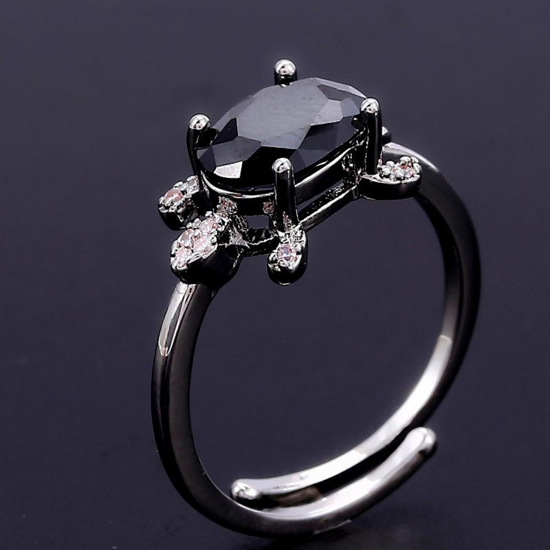 Personalized Oval Blue Green White Turtle Mouth Versatile Womens Ring with Micro Inlaid Zircon Decoration