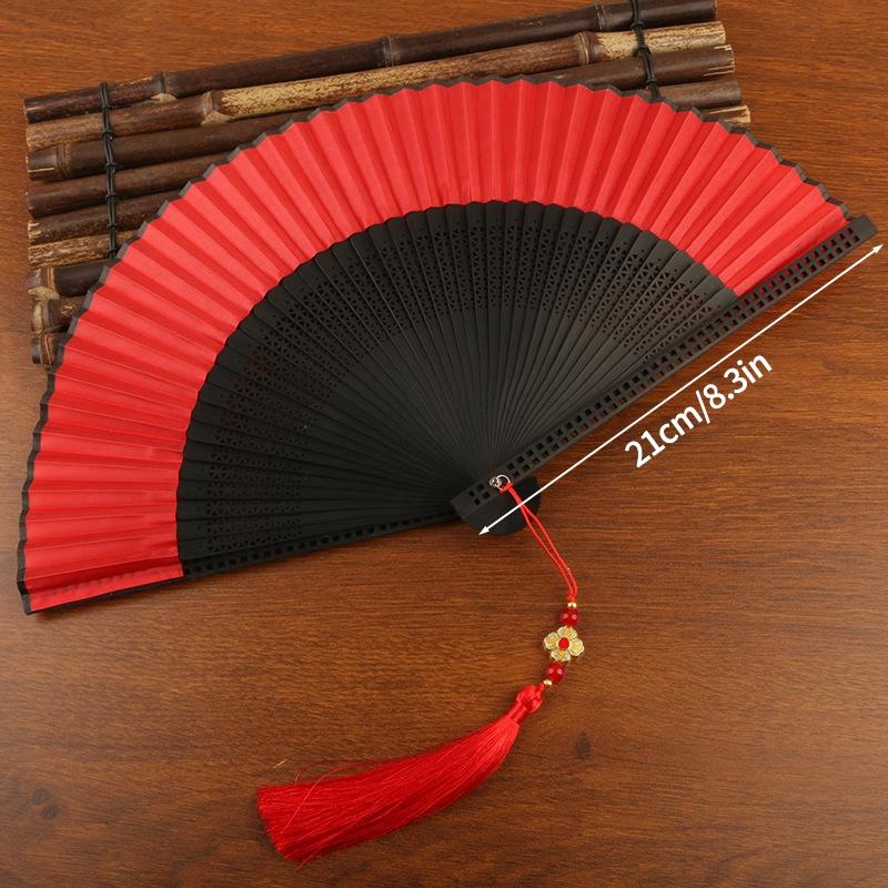 Retro Hand Fan Portable Folding Fans Chinese Style Tassel Manual Dancing Fans Art Craft Present Elegent Female Woman Fan Household Decoration