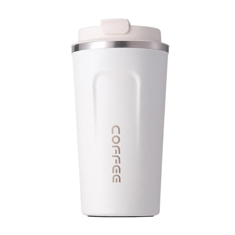 380ml Stainless Steel Vacuum Insulated Coffee Cup, Fashionable Thermal Tumbler with Creative Portable Handle, Car Cup 380ml белый