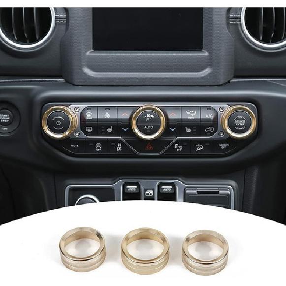 Car Air Conditioner Switch Knob Trim Covers For Jeep Wrangler JL JT 2018 Up Gold