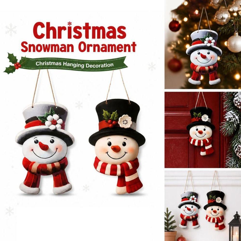 Rural Style Wooden Christmas Wall Decor 2D Flat Christmas Snowman Ornament Home Hanging Decor