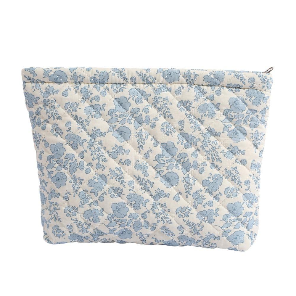 Cotton Floral Quilted Women's Cosmetic Bag for Lipsticks, Earphones, and Cables