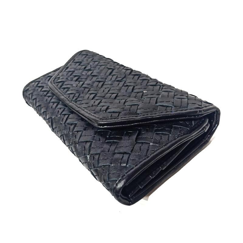 Taschen Damen- und Damen-Taschen Kreuzmuster Damen-Geldbörse Langer Reißverschluss Gewebte Clutch-Tasche Schwarz Damen-Münztasche