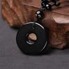 Black Obsidian Pixiu Lucky Amulet Natural Stone Pendant Necklace Women Men Peace Buckle Crystal Jewelry