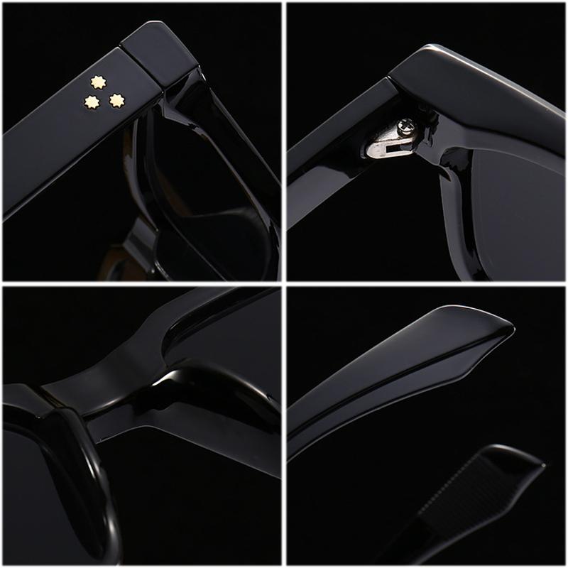 SO&EI Fashion Square Rivets Gradient Sunglasses Men Shades UV400 Vintage Dark Green Trending Women Sun Glasses