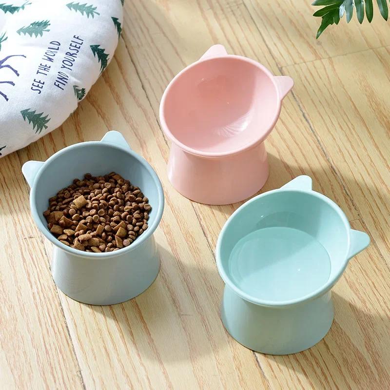 Pet Food Bowl Tilt High Bottom Neck Protector Cat Dog Bowl Water Feed Cat Dog Food High Foot Pet Bowl Supplies Accessories