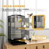 Bird Cage with Handle, Removable Tray, Wooden Perches, Swing and Bowls, 46.5x35.5x92cm, Black